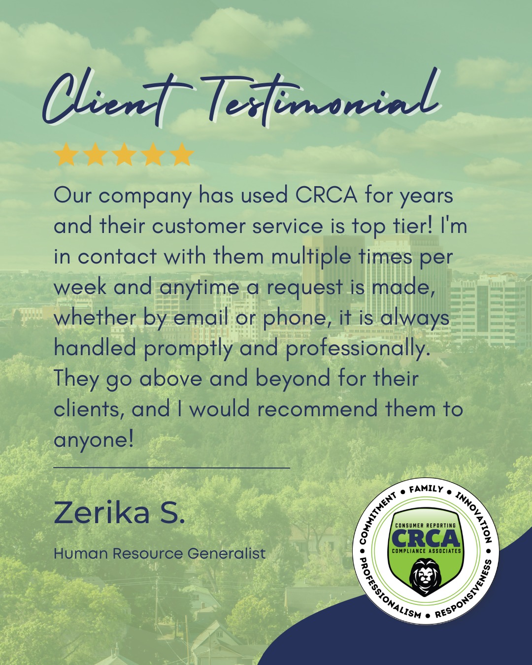 When we make sure to handle every client with care, precision, and accuracy, the stick with us for the long run! 
Ready to experience what sets CRCA apart from the others?
☎️ (800)714-3919
📧 info@crcascreening.com

#HumanResources #HRManager #BackgroundScreening #HRrecruiter #BackgroundChecks #ComplianceMatters